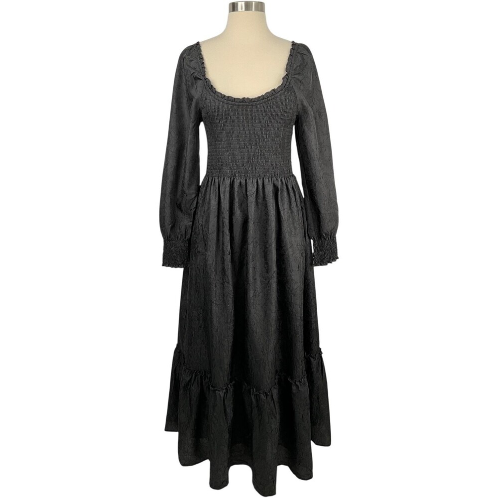 NWT Hill House The Emily Nap Dress Small Maxi Crushed Taffeta Long Sleeve Smock - Picture 1 of 16